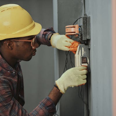 Electrician working on site